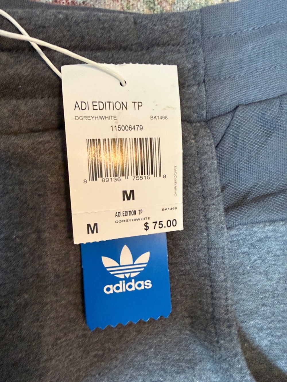 adidas Men’s Charcoal Gray Joggers with White Stripes - Picture 2 of 2